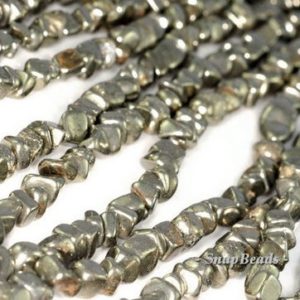 5-6mm Palazzo Iron Pyrite Gemstone Nugget Granule Pebble Chips Loose Beads 15.5 inch Full Strand (90114705-138) | Natural genuine chip Pyrite beads for beading and jewelry making.  #jewelry #beads #beadedjewelry #diyjewelry #jewelrymaking #beadstore #beading #affiliate #ad