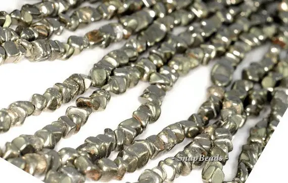 5-6mm Palazzo Iron Pyrite Gemstone Nugget Granule Pebble Chips Loose Beads 15.5 Inch Full Strand (90114705-138)
