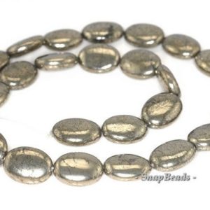 Shop Pyrite Bead Shapes! 14x10mm Palazzo Iron Pyrite Gemstone Flat Oval 14x10mm Loose Beads 7.5 inch Half Strand (90144999-404) | Natural genuine other-shape Pyrite beads for beading and jewelry making.  #jewelry #beads #beadedjewelry #diyjewelry #jewelrymaking #beadstore #beading #affiliate #ad