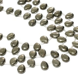 Pyrite flat drops,pyrite beads,drop beads,semiprecious beads,pyrite gemstone beads,large drops,cut teardrops beads – 16" Full Strand | Natural genuine other-shape Gemstone beads for beading and jewelry making.  #jewelry #beads #beadedjewelry #diyjewelry #jewelrymaking #beadstore #beading #affiliate #ad