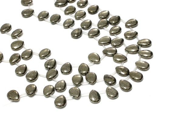 Pyrite Flat Drops,pyrite Beads,drop Beads,semiprecious Beads,pyrite Gemstone Beads,large Drops,cut Teardrops Beads - 16" Full Strand