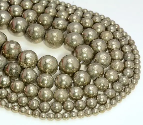 10mm Palazzo Iron Pyrite Gemstone Grade Aaa Round Loose Beads 15.5 Inch Full Strand (90114683-401)