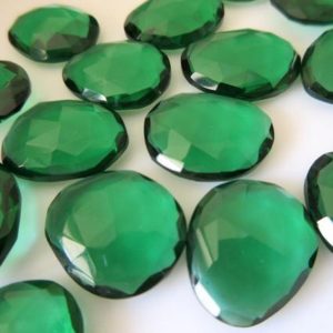 Shop Quartz Cabochons! 5 Pieces 14mm To 18mm Each Hydro Quartz Emerald Color Rose Cut Faceted Flat Back Loose Cabochons RC113 | Natural genuine stones & crystals in various shapes & sizes. Buy raw cut, tumbled, or polished gemstones for making jewelry or crystal healing energy vibration raising reiki stones. #crystals #gemstones #crystalhealing #crystalsandgemstones #energyhealing #affiliate #ad