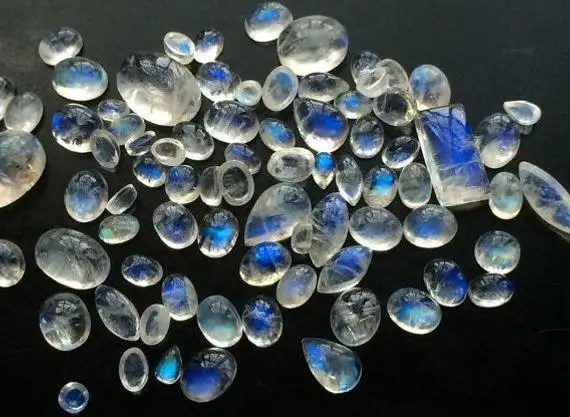 3-10mm Rainbow Moonstone Cabochons, Mix Rainbow Plain Flat Back Cabochons, Rainbow Moonstone For Jewelry (20cts To 50cts Options) - Godp272