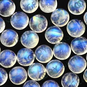 Shop Rainbow Moonstone Stones & Crystals! Rainbow Moonstone Cabochon 8mm Round A grade – per stone | Natural genuine stones & crystals in various shapes & sizes. Buy raw cut, tumbled, or polished gemstones for making jewelry or crystal healing energy vibration raising reiki stones. #crystals #gemstones #crystalhealing #crystalsandgemstones #energyhealing #affiliate #ad