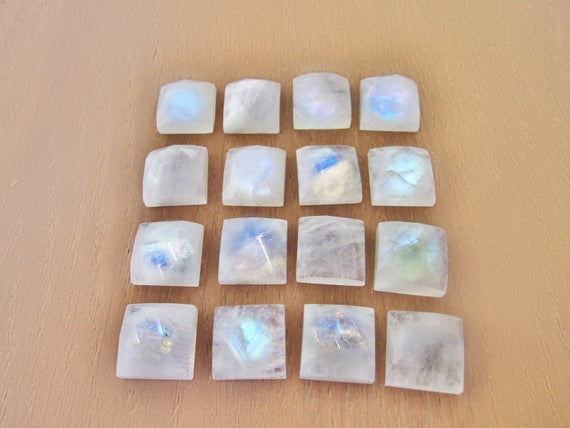 Rainbow Moonstone Faceted Cabochon,square Gemstone,square Cabochon,faceted Gemstone,gemstone Cabochon,white Stone - Aa Quality