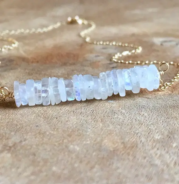 Rainbow Moonstone Necklace Sterling Silver, Raw Crystal Necklace, Necklaces For Women, June Birthstone Necklace, Gift For Her,gift For Women