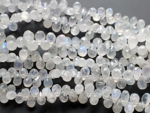 8x10mm Rainbow Moonstone Faceted Tear Drop Beads, Rainbow Moonstone Drop Beads For Jewelry, Rainbow Moonstone (10pcs To 20pcs Options)