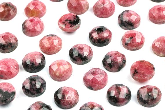 Unique Rhodonite Cabochon,pink Round Cabochon,gemstone Cabochons,faceted Cabochons,faceted Gemstones,checker Cut Stones - Aa Quality
