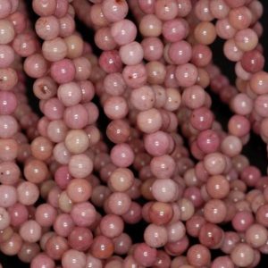 Shop Rhodonite Round Beads! 4mm Haitian Flower Rhodonite Gemstone AAA Pink Red Round Loose Beads 15.5 inch Full Strand (90184084-357) | Natural genuine round Rhodonite beads for beading and jewelry making.  #jewelry #beads #beadedjewelry #diyjewelry #jewelrymaking #beadstore #beading #affiliate #ad