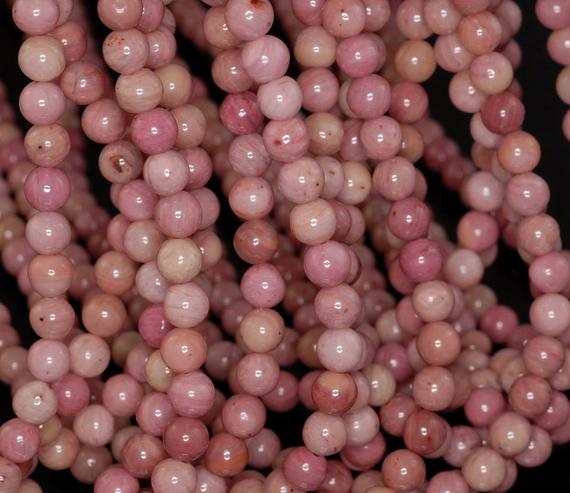 4mm Haitian Flower Rhodonite Gemstone Aaa Pink Red Round Loose Beads 15.5 Inch Full Strand (90184084-357)