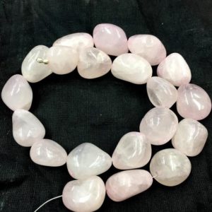 Shop Rose Quartz Chip & Nugget Beads! Natural Smooth Beautiful Rose Quartz Nuggets Beads Plain Tumble Shape 15mm Width Loose Gemstone Beads 14" Strand New Arrival | Natural genuine chip Rose Quartz beads for beading and jewelry making.  #jewelry #beads #beadedjewelry #diyjewelry #jewelrymaking #beadstore #beading #affiliate #ad