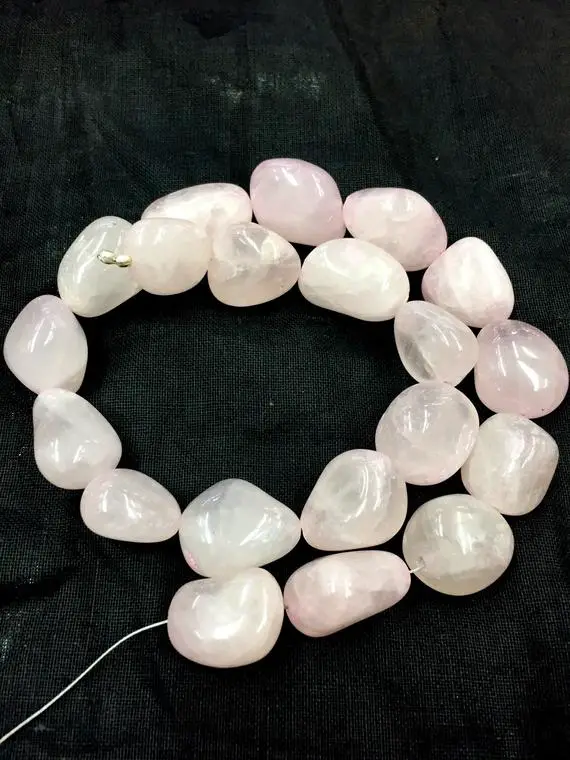 Natural Smooth Beautiful Rose Quartz Nuggets Beads Plain Tumble Shape 15mm Width Loose Gemstone Beads 14" Strand New Arrival