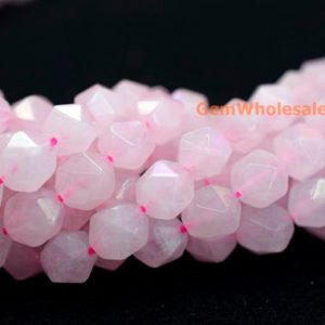 15.5" Rose quartz 8mm/10mm round faceted beads, pink gemstone beads,pink color semi-precious stone, gemstone wholesale, pink crystal beads | Natural genuine faceted Rose Quartz beads for beading and jewelry making.  #jewelry #beads #beadedjewelry #diyjewelry #jewelrymaking #beadstore #beading #affiliate #ad