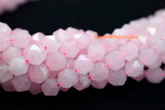 15.5" Rose Quartz 8mm/10mm Round Faceted Beads, Pink Gemstone Beads,pink Color Semi-precious Stone, Gemstone Wholesale, Pink Crystal Beads
