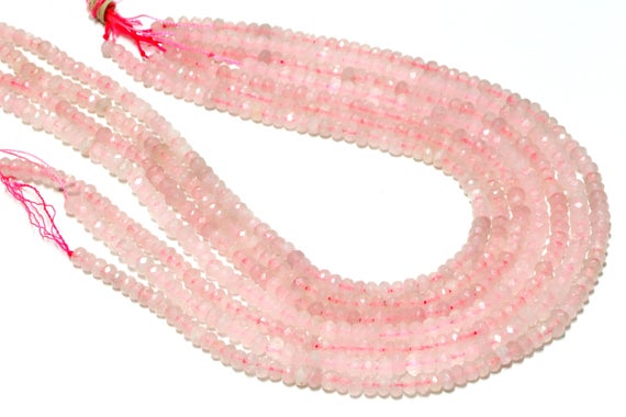 Rose Quartz Beads,pink Quartz Beads,rondelles Beads,faceted Beads,gemstone Beads,birthstone Beads,natural Beads - 16" Full Strand