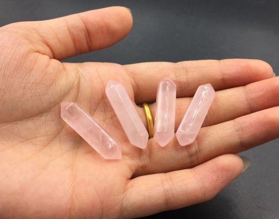 Rose Quartz Point Wand Double Terminated Natural Pink Crystal Quartz Wand Point Perfect For Jewelry Making Mineral Healing Stone Ob