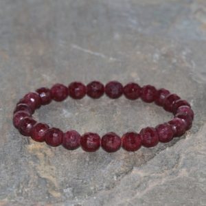 Shop Ruby Bracelets! Faceted Ruby Beaded Bracelet, 6.5mm – 7mm Faceted Ruby, Grade AAA, Natural Gemstone Bracelet Gift Stack Unisex Bracelet Red/Purple Ruby | Natural genuine Ruby bracelets. Buy crystal jewelry, handmade handcrafted artisan jewelry for women.  Unique handmade gift ideas. #jewelry #beadedbracelets #beadedjewelry #gift #shopping #handmadejewelry #fashion #style #product #bracelets #affiliate #ad