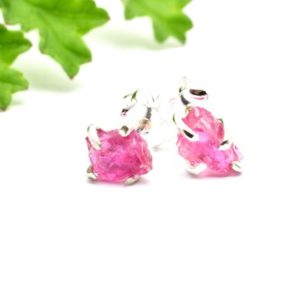 Raw ruby stud earrings, sterling silver  small ruby earrings  rough gemstone studs pink stone earrings Organic jewelry ,July birthstone | Natural genuine Gemstone earrings. Buy crystal jewelry, handmade handcrafted artisan jewelry for women.  Unique handmade gift ideas. #jewelry #beadedearrings #beadedjewelry #gift #shopping #handmadejewelry #fashion #style #product #earrings #affiliate #ad