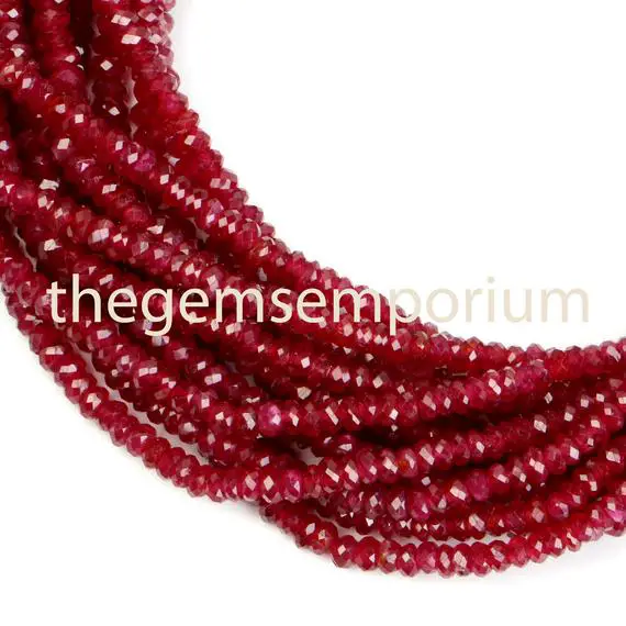 Natural Ruby Faceted Rondelle Beads,ruby Faceted Rondelle Beads,aaa Quality,ruby Rondelle Beads,ruby Wholesale Beads,ruby Faceted Beads