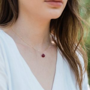 Tiny Ruby Necklace – Small Ruby Faceted Teardrop Necklace – Natural Pink Red Gemstone Necklace – July Birthstone Necklace | Natural genuine Ruby necklaces. Buy crystal jewelry, handmade handcrafted artisan jewelry for women.  Unique handmade gift ideas. #jewelry #beadednecklaces #beadedjewelry #gift #shopping #handmadejewelry #fashion #style #product #necklaces #affiliate #ad