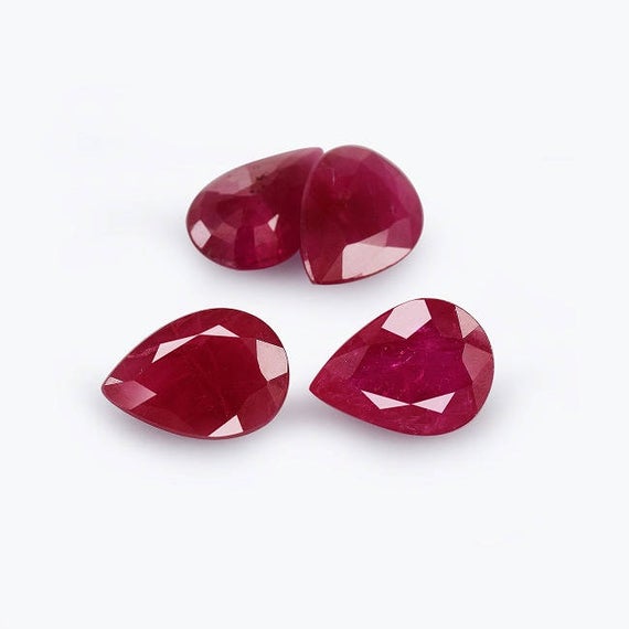 Burmese Ruby Pear 7x5 Mm Matching Pieces For Earring And Ring Designs - Free Shipping Usa - Buy Online Ruby Gemstone - Christmas Sale