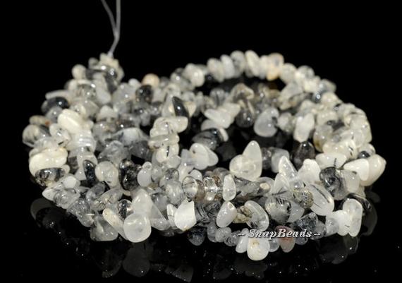 Acicular Black Rutile Quartz Gemstones Chip 13x5mm Loose Beads 16 Inch Full Strand (90108583-106a)