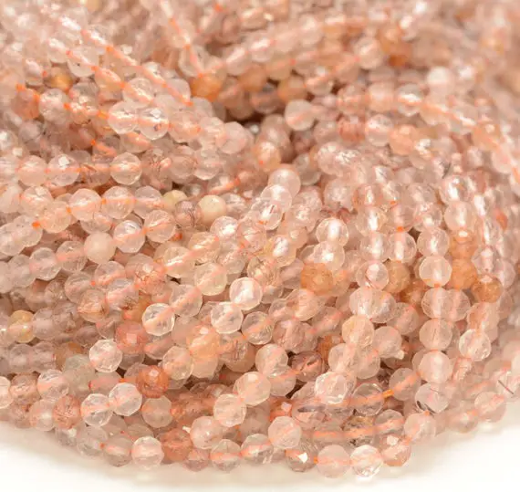 4mm Rutilated Quartz Gemstone Bronze Micro Faceted Round Grade Aa Beads 15.5inch Wholesale (80010186-a194)
