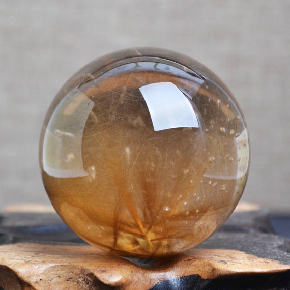 2"rare Golden Flower Rutilated Quartz Sphere/rutilated Sphere/rutilated Crystal Ball/rutilated Quartz Beads-51mm 190g