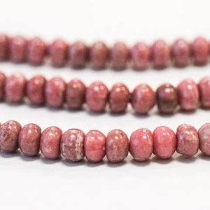 S-M/ Rhodonite 6mm/ 8mm Smooth Rondelle Loose beads. 15.5" strand Natural pink gemstone beads for jewelry making | Natural genuine rondelle Rhodonite beads for beading and jewelry making.  #jewelry #beads #beadedjewelry #diyjewelry #jewelrymaking #beadstore #beading #affiliate #ad