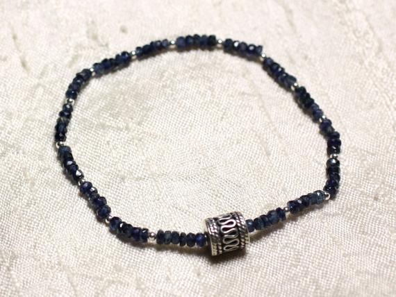 Bracelet Argent 925 Et Pierre - Saphir Rondelles Facettées 3mm