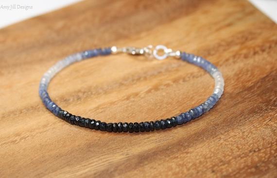 Blue Sapphire Ombre Bracelet, Sapphire Jewelry, September Birthstone, Something Blue, Gemstone Bracelet