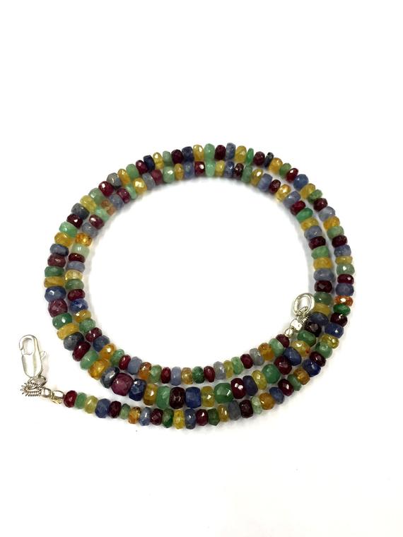 Natural Gemstone Multi Sapphire Faceted Rondelle Beads Sapphire Gemstone Beads Wholesale Sapphire Beads Top Quality