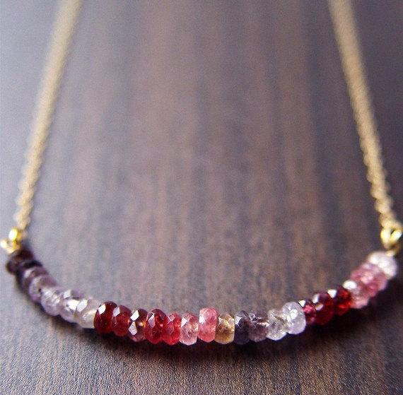 Multi Sapphire Rondelle Necklace 14k Gold Filled