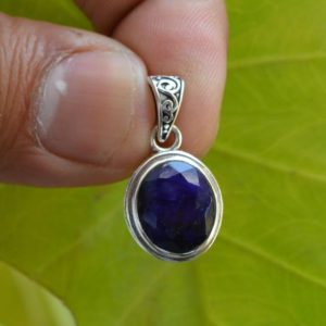 Shop Sapphire Pendants! Sapphire Pendant | Dyed Blue Sapphire | 10×12 mm Oval Sapphire Pendant | Sapphire Necklace | Blue Sapphire Pendant | 925 Silver Pendant | Natural genuine Sapphire pendants. Buy crystal jewelry, handmade handcrafted artisan jewelry for women.  Unique handmade gift ideas. #jewelry #beadedpendants #beadedjewelry #gift #shopping #handmadejewelry #fashion #style #product #pendants #affiliate #ad