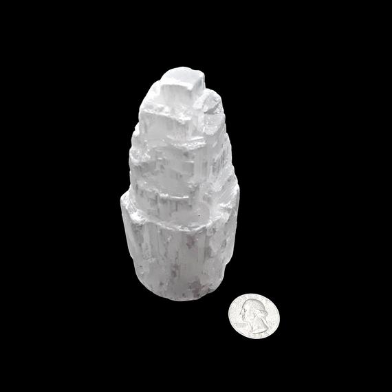 Natural White Selenite Small Tower 4" Inches (light Not Included)