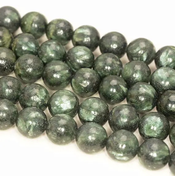 12mm Russian Seraphinite Clinochlore Gemstone Green Round 12mm Loose Beads 15.5 Inch Full Strand (90149533-182)