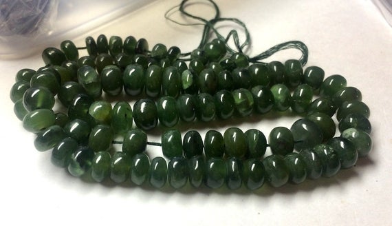 Natural Green Serpentine Rondelle Beads, Smooth Rondelle Beads, 7mm To 9.5mm Beads, 18 Inch Strand, Gds670