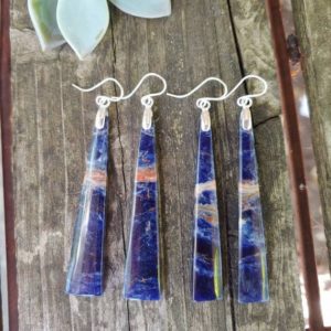 Shop Sodalite Jewelry! Unique lapis lazuli earrings.  Long lapis earrings.  Sterling silver lapis earrings | Natural genuine Sodalite jewelry. Buy crystal jewelry, handmade handcrafted artisan jewelry for women.  Unique handmade gift ideas. #jewelry #beadedjewelry #beadedjewelry #gift #shopping #handmadejewelry #fashion #style #product #jewelry #affiliate #ad