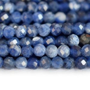 Shop Sodalite Faceted Beads! 15.5" 4mm AA quality natural sodalite stone round micro faceted beads,semi precious stone LGYO | Natural genuine faceted Sodalite beads for beading and jewelry making.  #jewelry #beads #beadedjewelry #diyjewelry #jewelrymaking #beadstore #beading #affiliate #ad