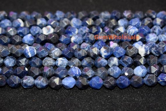 15.5" Natural Sodalite Stone 8mm/10mm Faceted Beads, Dark Blue Gemstone,semi Precious Stone,jewelry Wholesaler From China