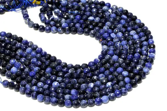 Sodalite Faceted Round Beads,diy Beads,beads Strand,natural Stone Beads,semiprecious Beads,wholesale Beads - 16" Full Strand
