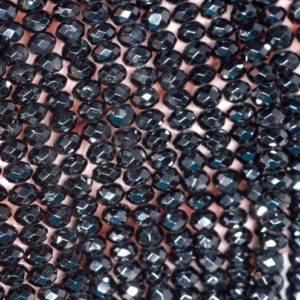 Shop Spinel Faceted Beads! 4x3mm Black Spinel Gemstone Grade AAA Fine Faceted Cut Rondelle Loose Beads 15.5 inch Full Strand (80001660-791) | Natural genuine faceted Spinel beads for beading and jewelry making.  #jewelry #beads #beadedjewelry #diyjewelry #jewelrymaking #beadstore #beading #affiliate #ad