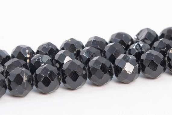 5mm Black Spinel Beads Grade Ab Genuine Natural Gemstone Full Strand Faceted Round Loose Beads 15" / 7.5" Bulk Lot Options (110991-3271)