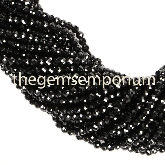 Black Spinel Faceted Rondelle Beads, Black Spinel Faceted Beads, Black Spinel Rondelle Beads, Black Spinel Beads, Black Spinel (3 Mm)