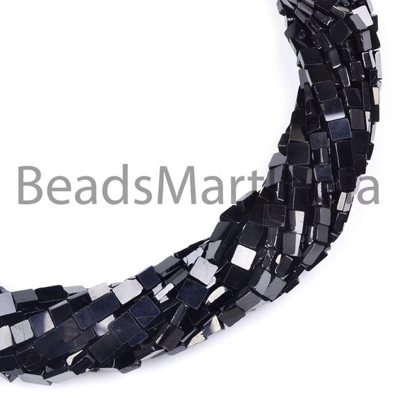 Black Spinel Smooth Plain Square Gemstone Beads, Flat Square, Black Spinel Gemstone Beads, Black Spinel Beads, Black Spinel 4-6mm