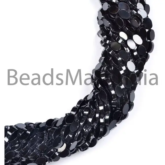 4x6-5x7 Mm Smooth Black Spinel Plain Oval Gemstone Beads, Flat Oval, Black Spinel Gemstone Beads, Black Spinel Beads, Black Spinel