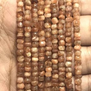 Shop Sunstone Faceted Beads! On Sale 4 mm Natural Sunstone Micro Faceted Rondelle  Beads Strand / Gemstone Beads / Faceted Rondelle Sunstone / Sunstone Jewllery | Natural genuine faceted Sunstone beads for beading and jewelry making.  #jewelry #beads #beadedjewelry #diyjewelry #jewelrymaking #beadstore #beading #affiliate #ad