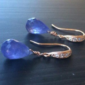 Purple blue Tanzanite Earrings. Periwinkle dangle earrings. Natural Tanzanite.  Pave jewelry. Gold silver or rose gold | Natural genuine Array jewelry. Buy crystal jewelry, handmade handcrafted artisan jewelry for women.  Unique handmade gift ideas. #jewelry #beadedjewelry #beadedjewelry #gift #shopping #handmadejewelry #fashion #style #product #jewelry #affiliate #ad
