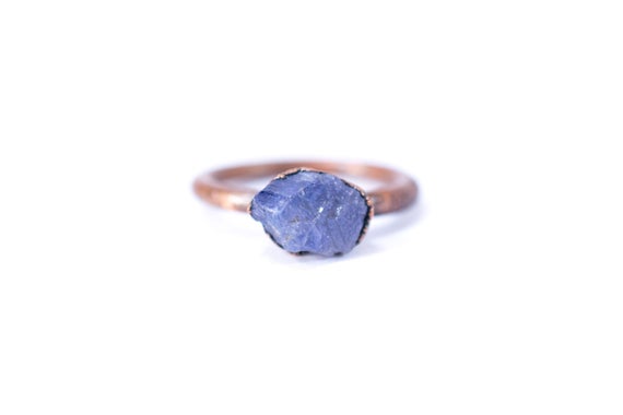 Raw Tanzanite Ring | Stone Stacking Ring | Copper & Tanzanite Stack Ring | Electroformed Jewelry | Birthstone Jewelry | Birthstone Ring